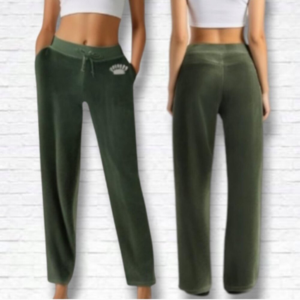 Juicy Couture Vintage Y2K Green Midrise Velour Flare Leg Sweatpants Size S